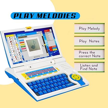 Kids English Learning Laptop – 20 Educational Activities with Letters, Numbers, Words, Music & Interactive Mouse