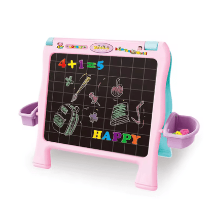 2-in-1 Kids Writing & Drawing Board – Magnetic Learning Board with Alphabets, Numbers & Chalk Set