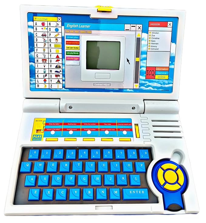Kids English Learning Laptop – 20 Educational Activities with Letters, Numbers, Words, Music & Interactive Mouse