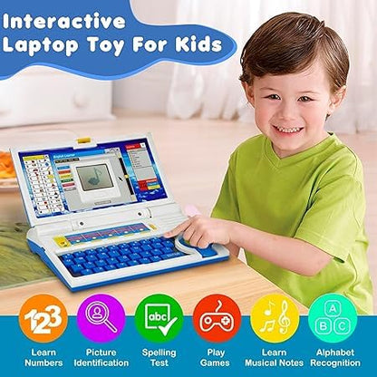 Kids English Learning Laptop – 20 Educational Activities with Letters, Numbers, Words, Music & Interactive Mouse