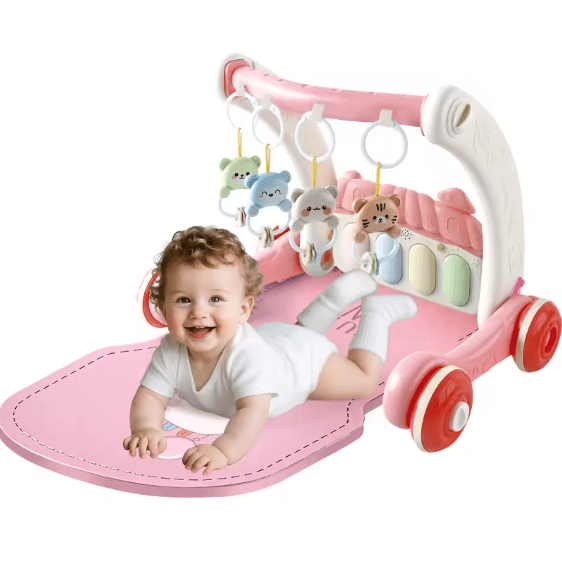 2-in-1 Baby Gym & Walker – Interactive Activity Play Mat with Music, Lights & Hanging Toys for Infants
