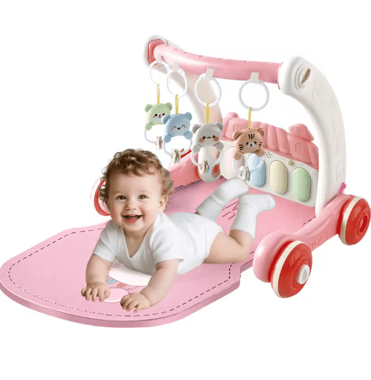 2-in-1 Baby Gym & Walker – Interactive Activity Play Mat with Music, Lights & Hanging Toys for Infants