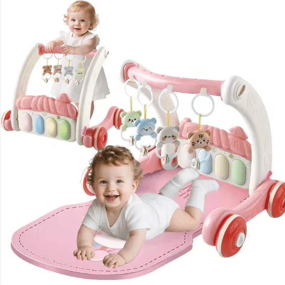 2-in-1 Baby Gym & Walker – Interactive Activity Play Mat with Music, Lights & Hanging Toys for Infants