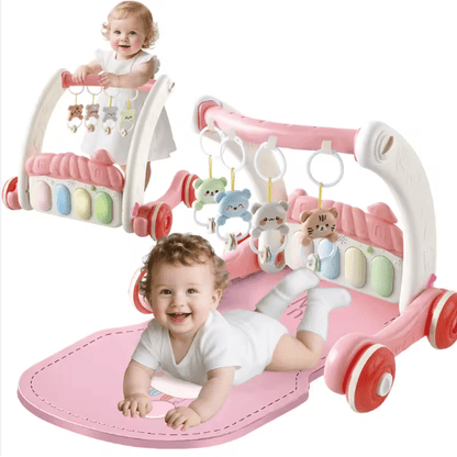 2-in-1 Baby Gym & Walker – Interactive Activity Play Mat with Music, Lights & Hanging Toys for Infants