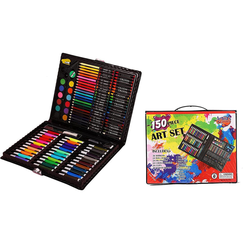 Kubeixiong Corner 150-Piece Kids Art Set – Complete Drawing, Coloring & Painting Kit with Portable Carry Case