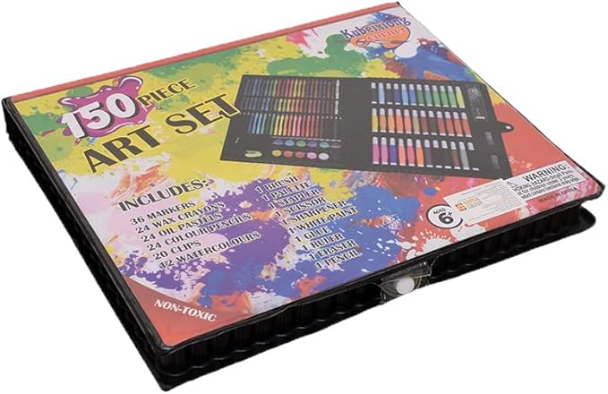 Kubeixiong Corner 150-Piece Kids Art Set – Complete Drawing, Coloring & Painting Kit with Portable Carry Case