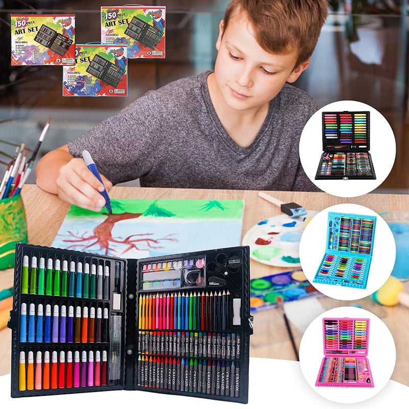 Kubeixiong Corner 150-Piece Kids Art Set – Complete Drawing, Coloring & Painting Kit with Portable Carry Case