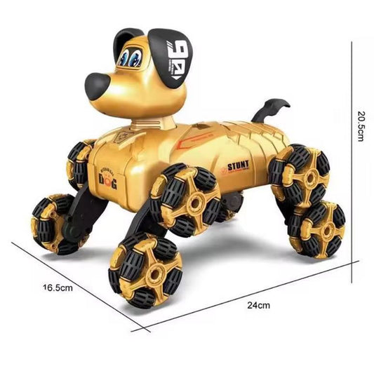 RC Stunt Robot Dog – 2.4GHz Remote Control Smart Robot with 360° Mecanum Wheels, Lights & Sounds