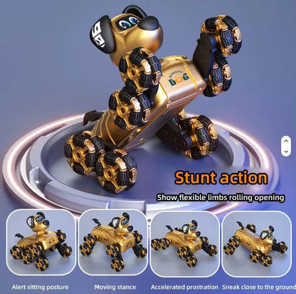 RC Stunt Robot Dog – 2.4GHz Remote Control Smart Robot with 360° Mecanum Wheels, Lights & Sounds